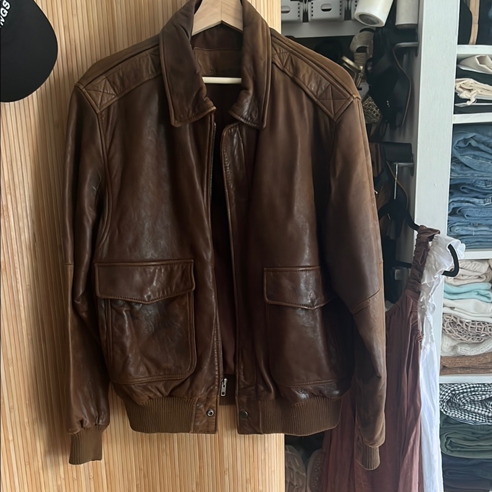 Vintage Brown bomber Leather Jacket